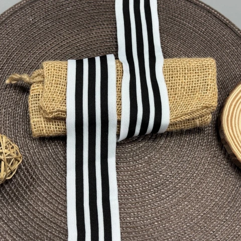 Трикотажний лампас Спорт 4 см (1 м), білий+чорний 7