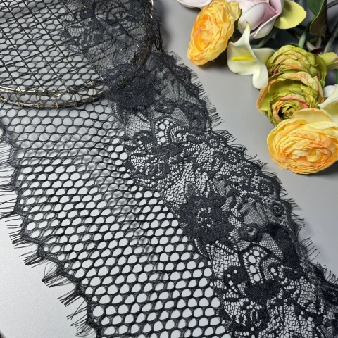 Мереживо французьке «Таємниця Парижа» 27 см. (купон 3 м.), чорний