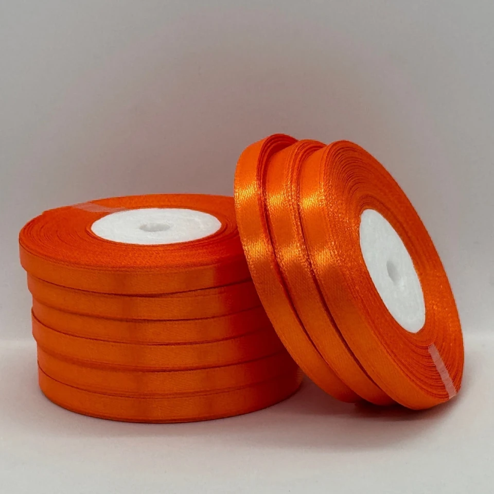 Атласна стрічка 0.6 см (33 м.), 144 сигнально-помаранчевий