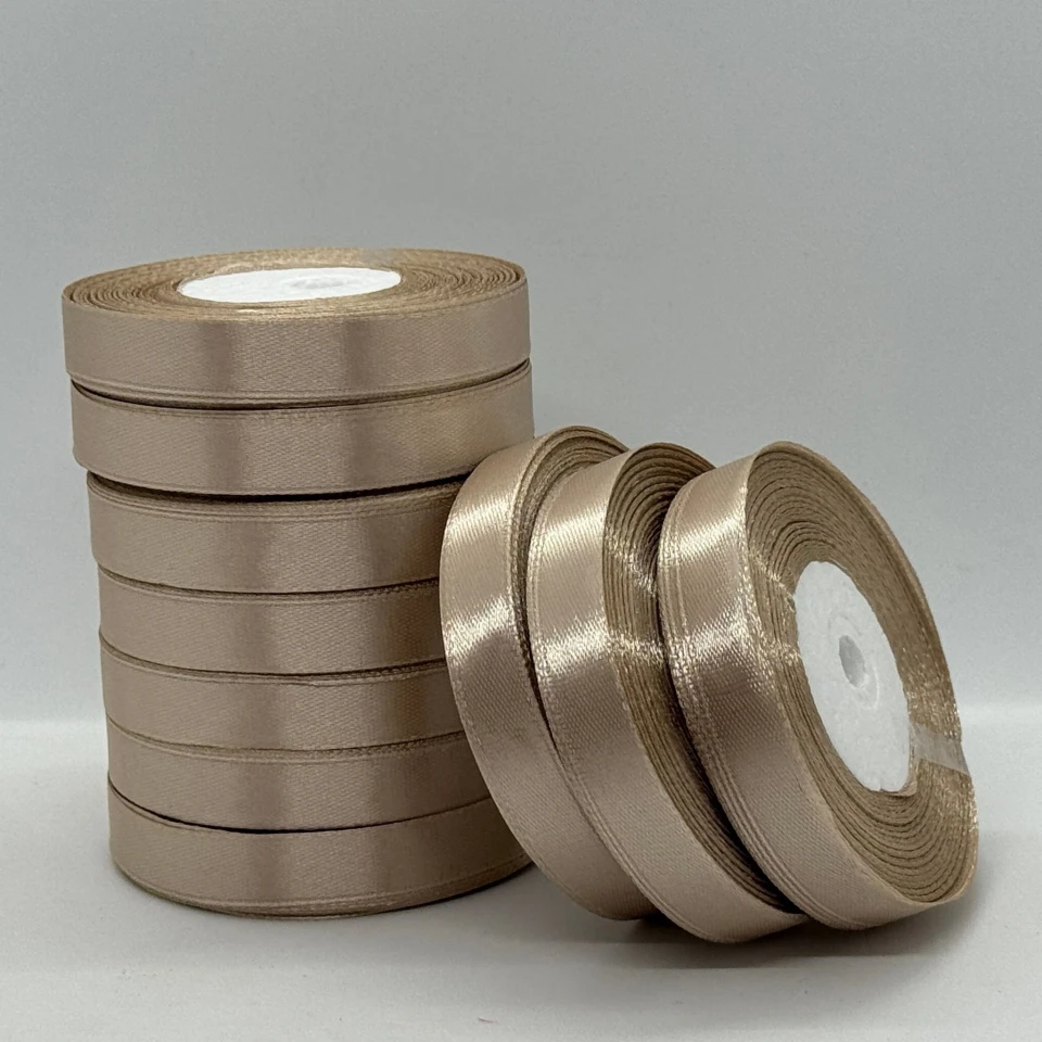 Атласна стрічка 1.2 см (33 м.), 173 темний бежевий