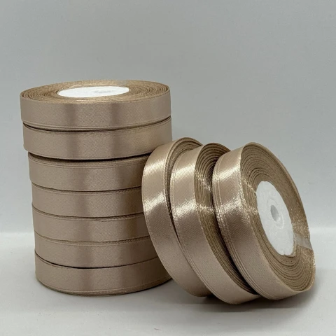 Атласна стрічка 1.2 см (33 м.), 173 темний бежевий