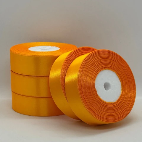 Атласна стрічка 2.5 см (33 м.), 17 жовтий янтарний