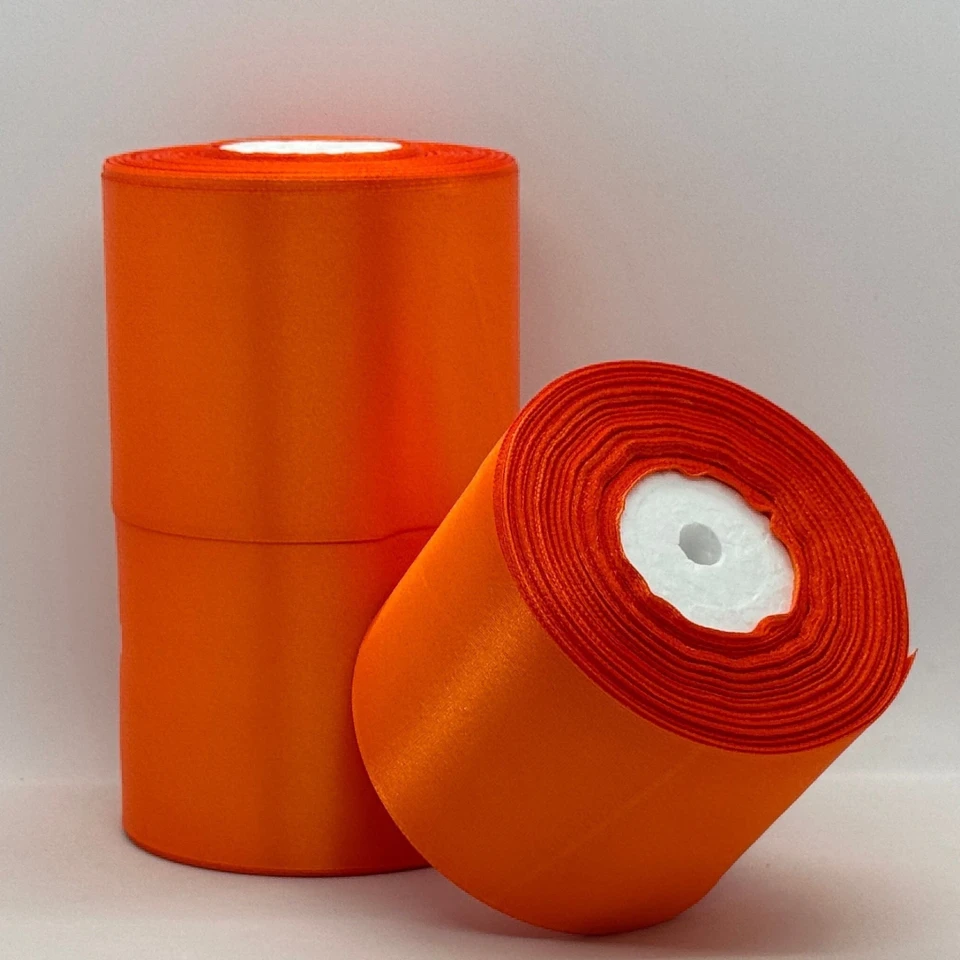 Атласна стрічка 7.5 см (33 м.), 144 помаранчевий