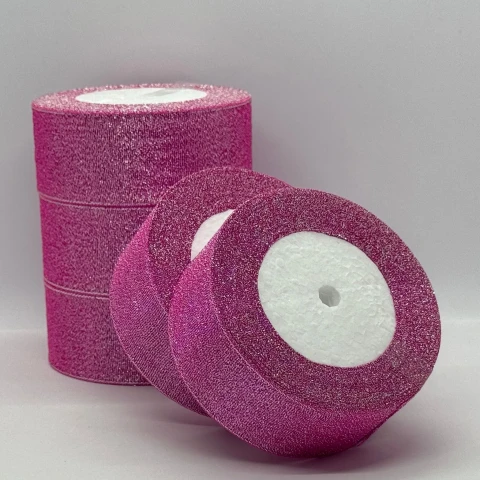 Тасьма парчева 4 см (25 ярдів/22,75 м.), 34 ліловий + срібло