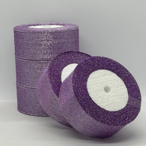 Тасьма парчева 4 см (25 ярдів/22,75 м.), 69 фіолетовий + срібло