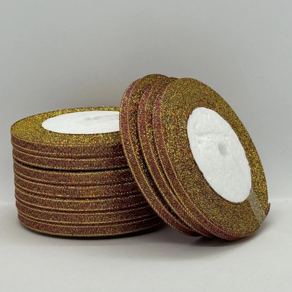 Тасьма парчева 0,6 см (25 ярдів/22,75 м.), 59 червоний + золото