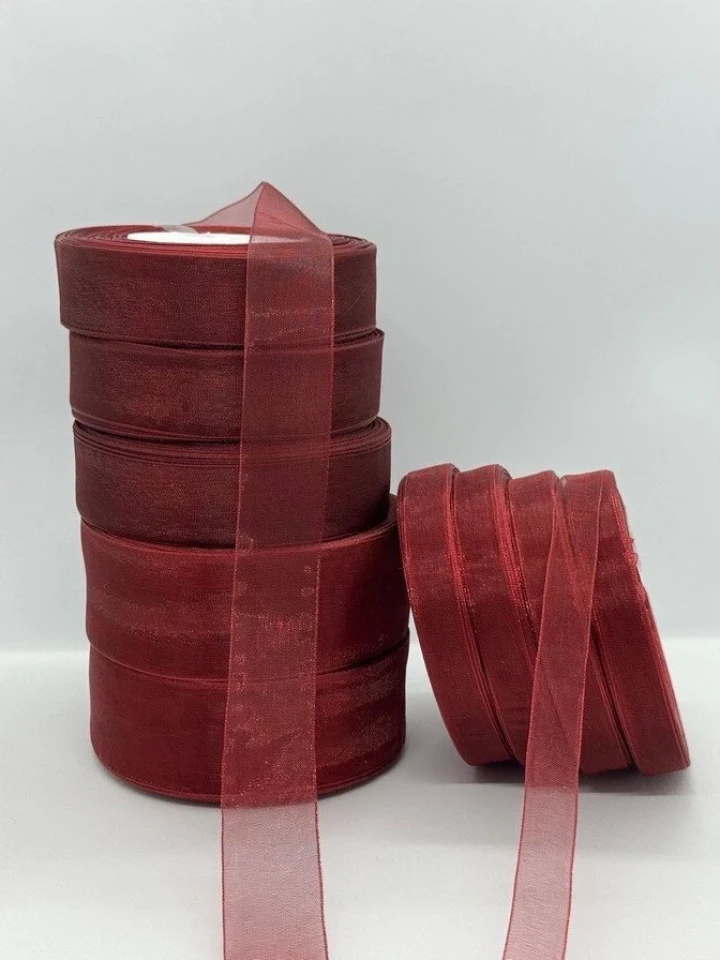 Стрічка органза 1,25 см (45 м.), 1048 бордовий
