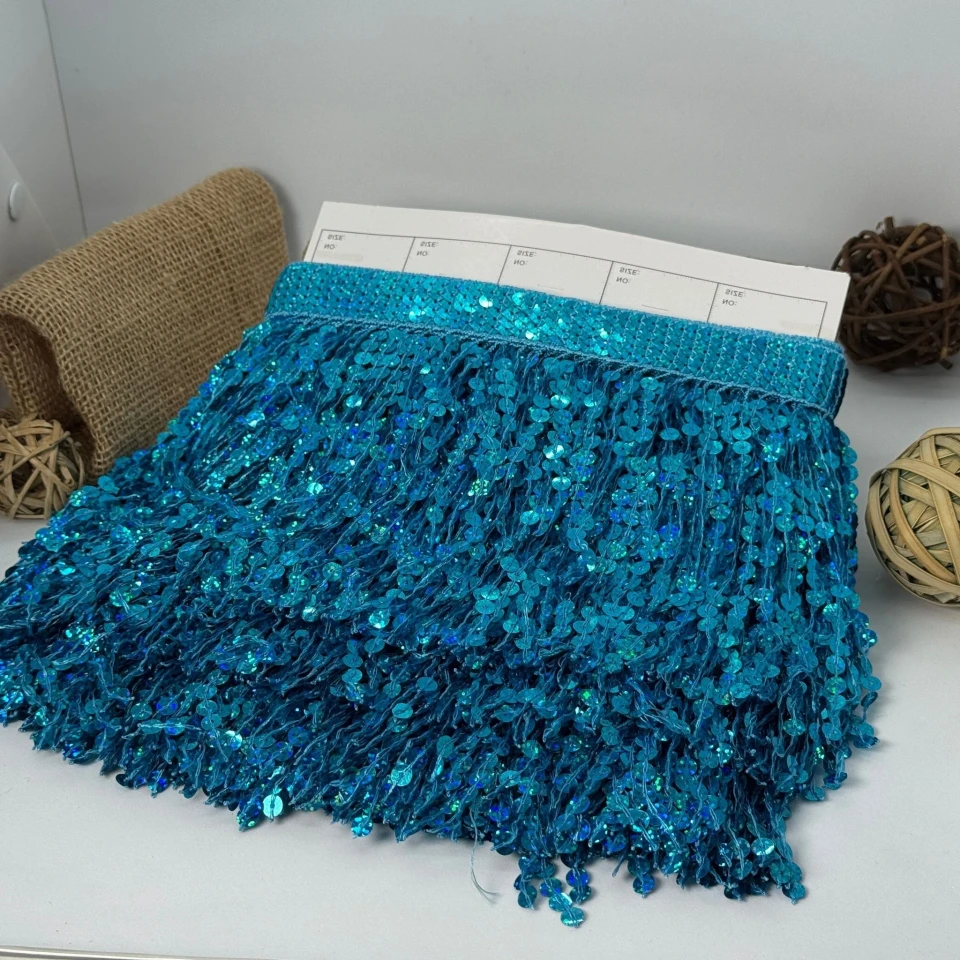 Бахрома танцювальна з паєтками «Серце танцю» 16 см (9.11 метр), 10 бірюза