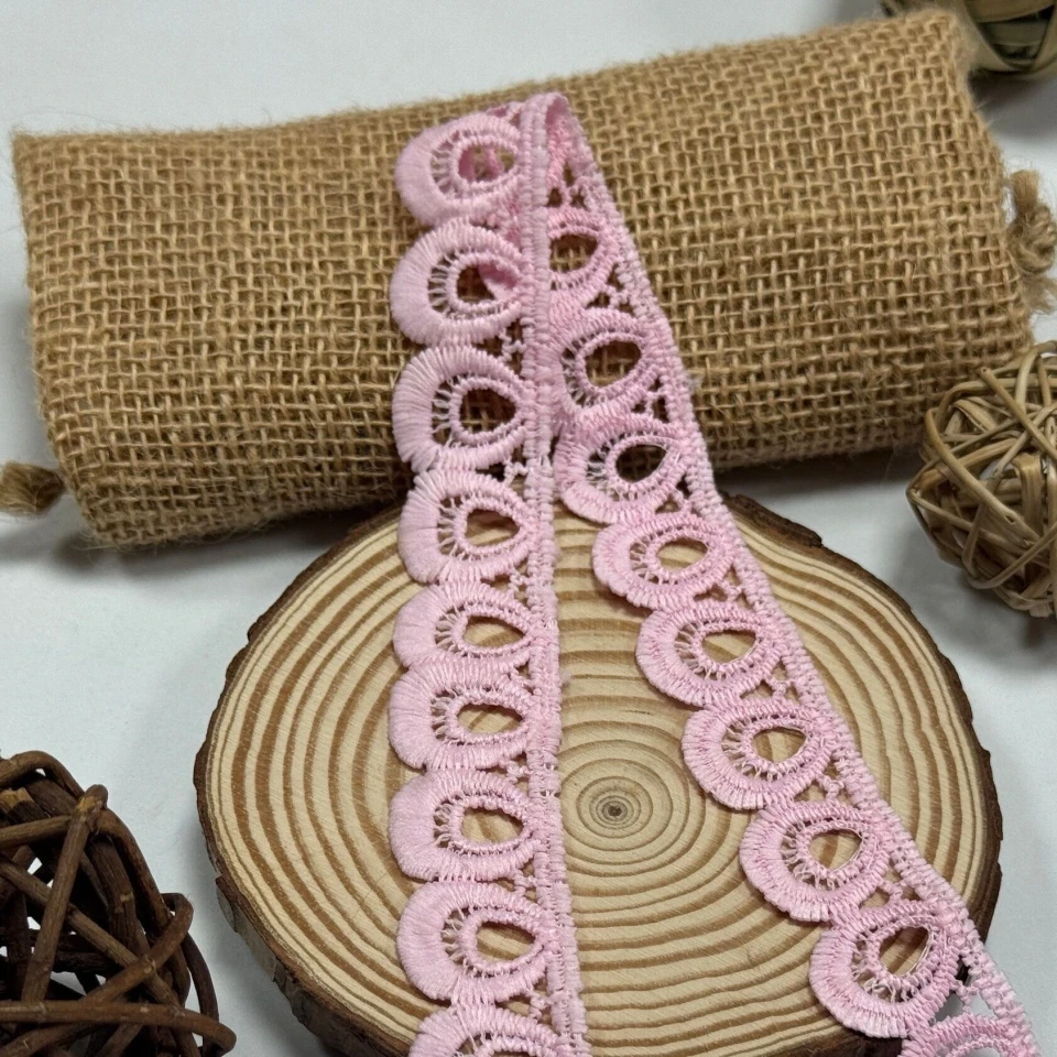 Мереживо поліестер "Ніжне сяйво" 2,5 см.(1 м.), рожевий