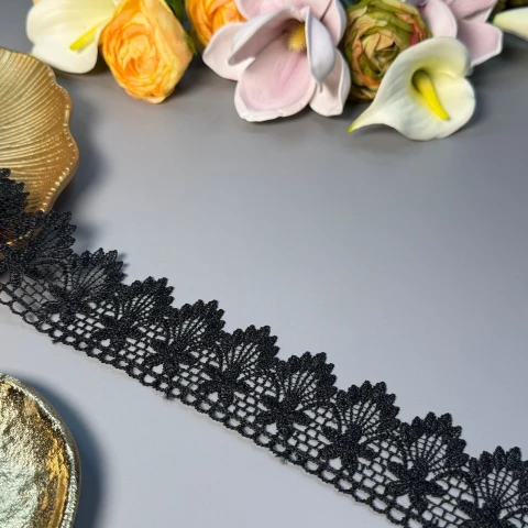 Мереживо поліестер ВВ"Мереживна гармонія" 5,5 см.(1 м.), чорний